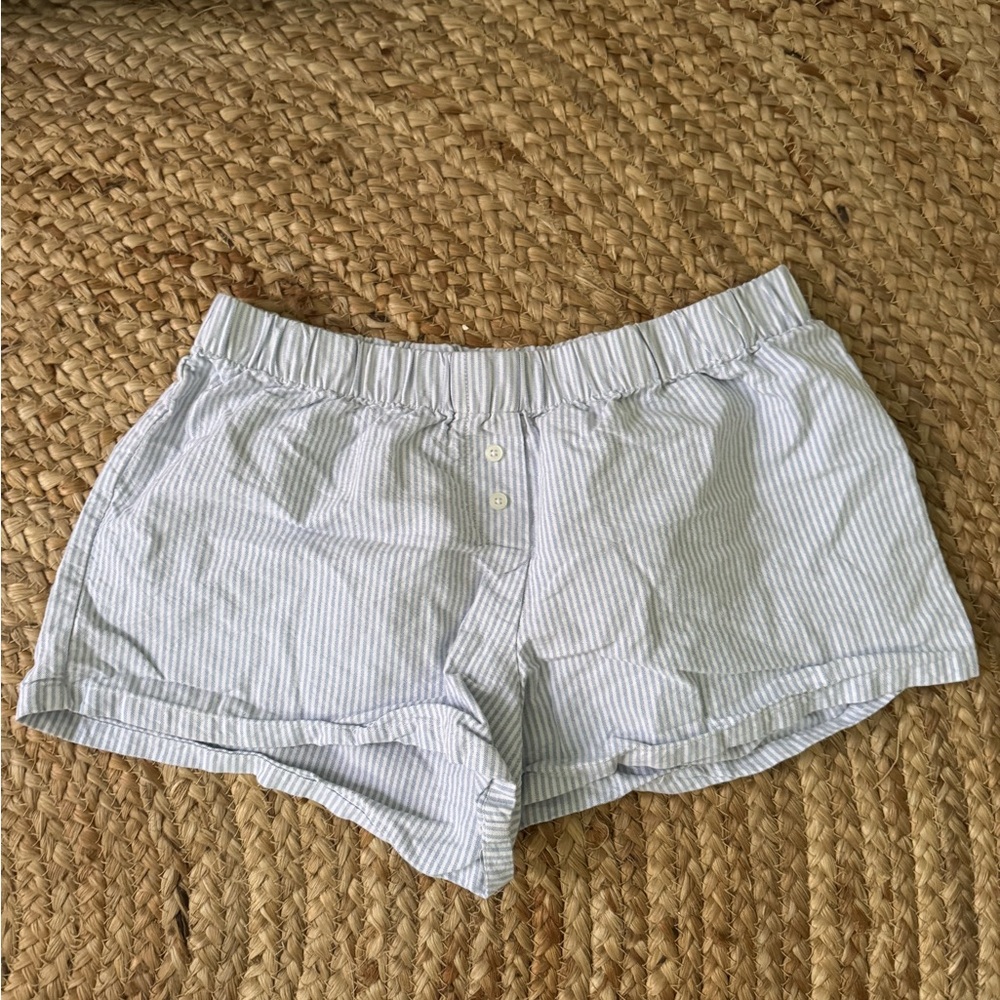 Striped Gray and White Shorts Brandy Melville